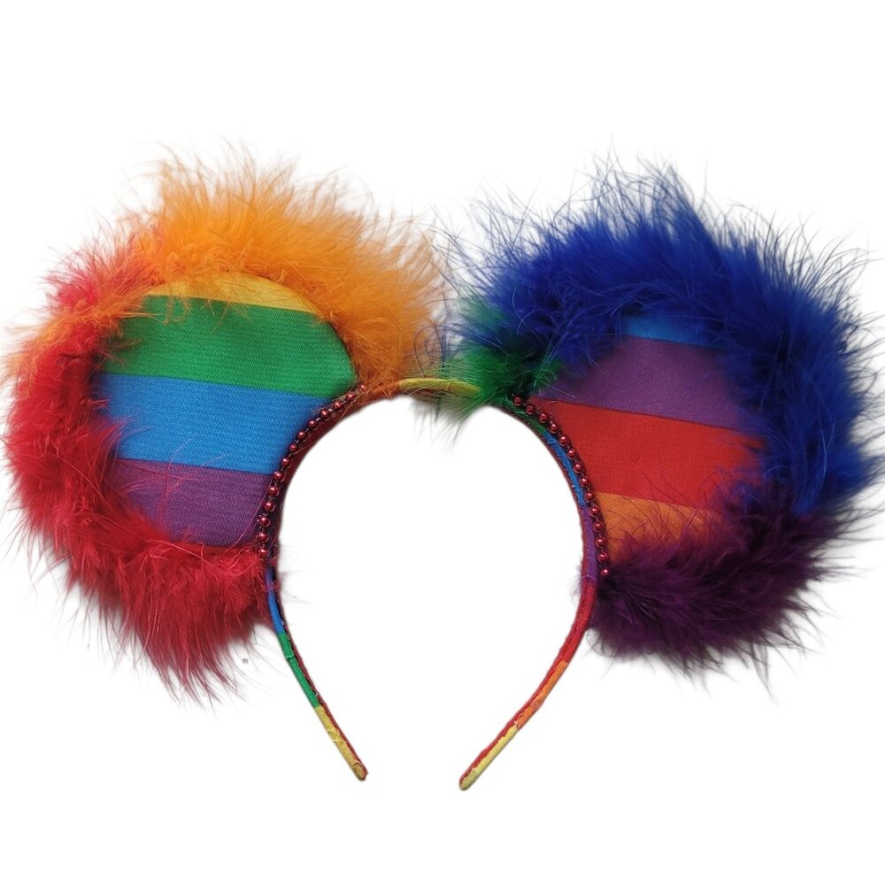 NEW Handmade PRIDE rainbow boa mouse ears